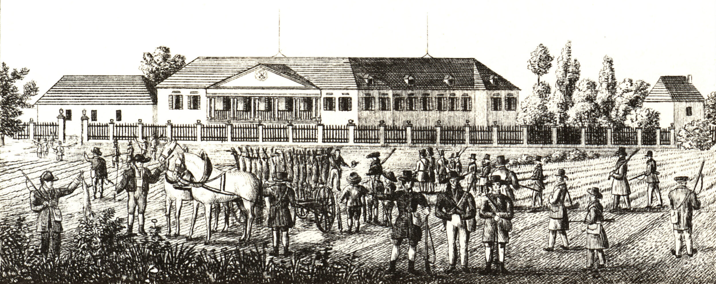Stich von Schloss Retzhof aus 1830.